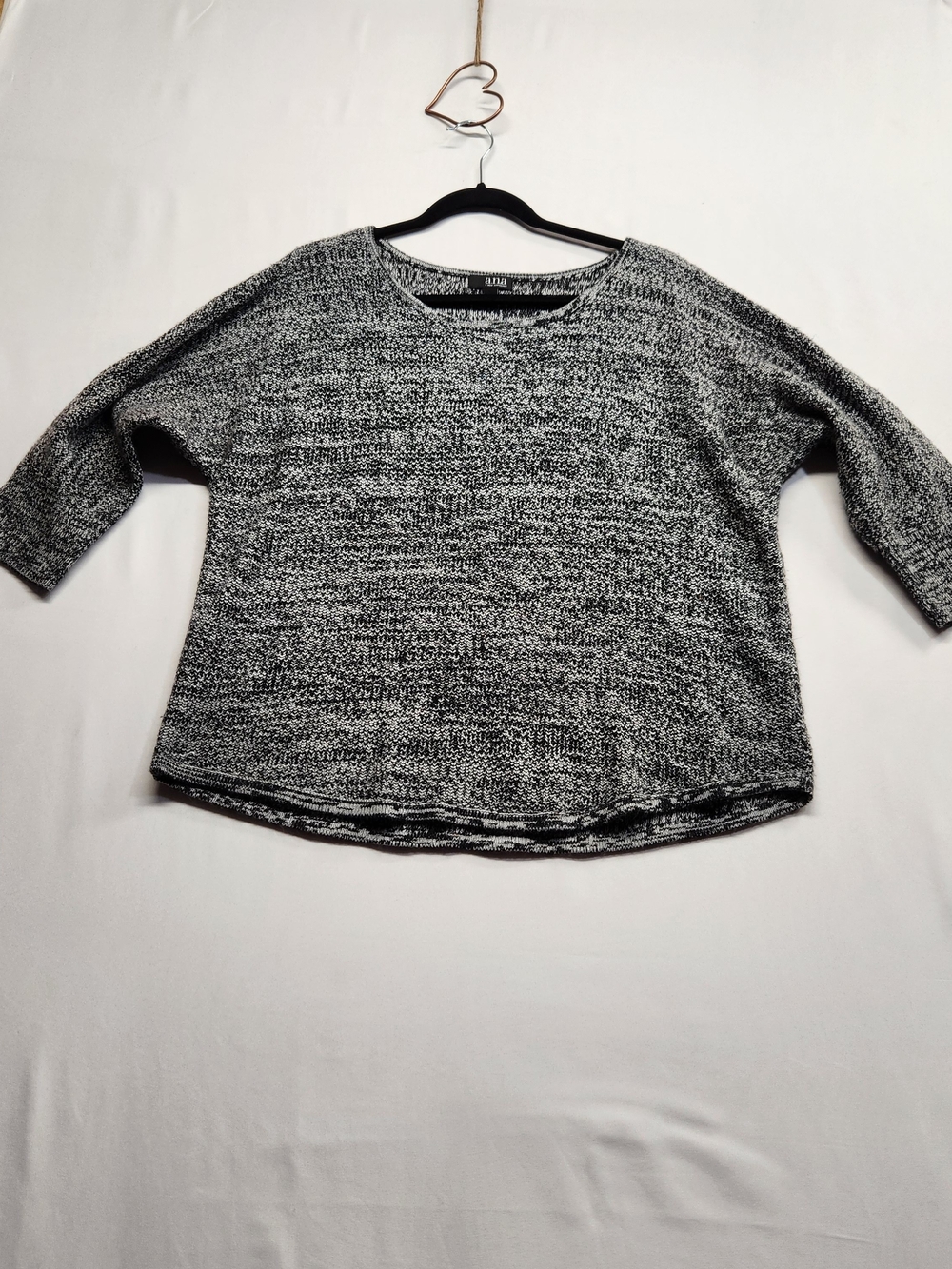 ⭐️a.n.a Marled Knit Sweater XL Black White Salt Pepper Boxy Cozy Pullover